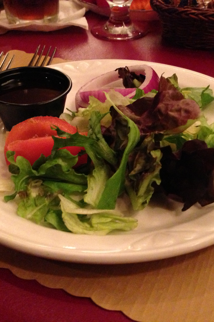 A light salad with romaine and a low-calorie dressing