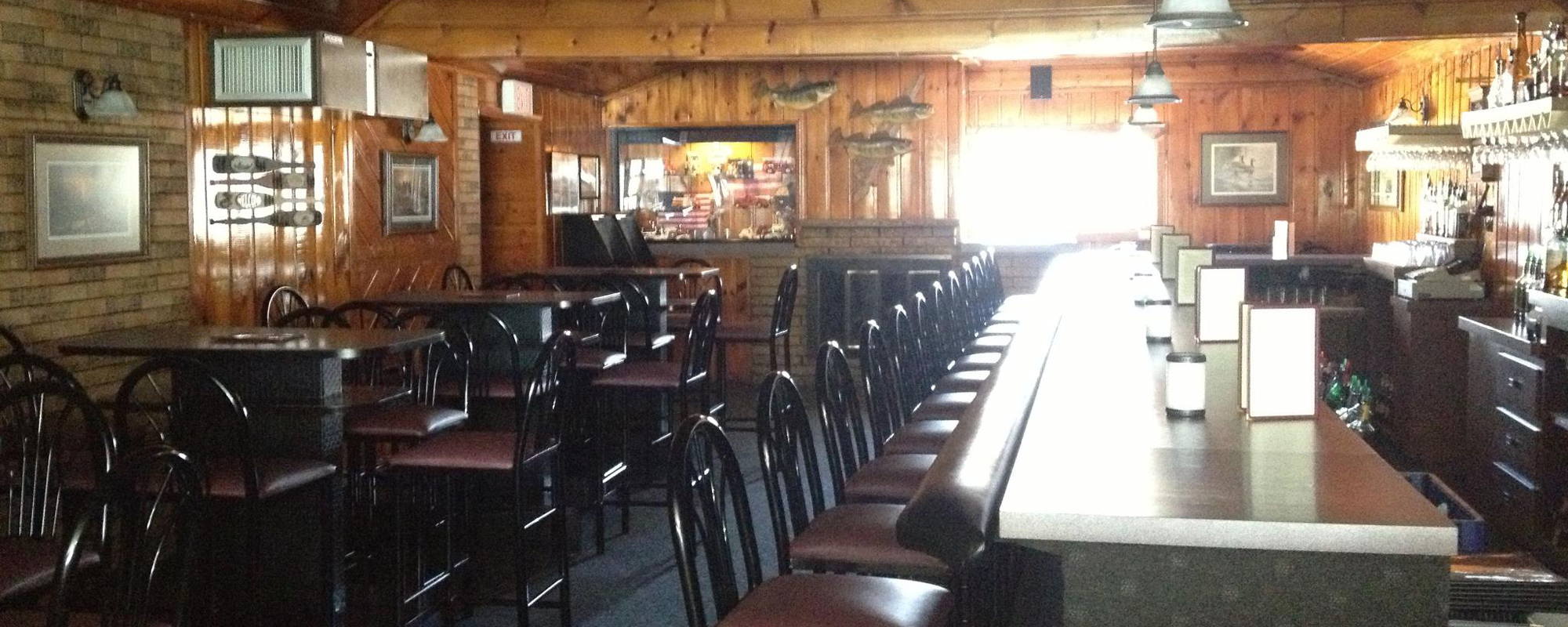 Interior of the restaurant with sun splashing through the window