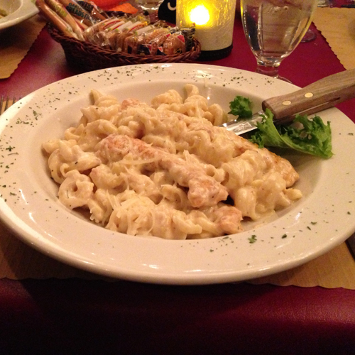 Delicious entrees including pasta pictured here